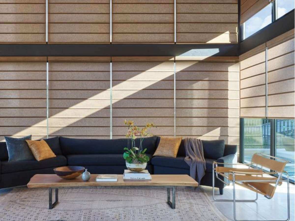 Hunter Douglas Alustra Roller Shades in Living Room